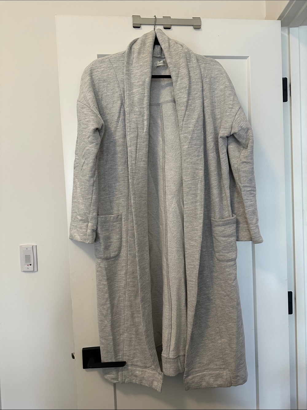 Cozy Open-Front Long Robe - Light Gray